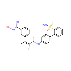 C/C(=C(\F)C(=O)Nc1ccc(-c2ccccc2S(N)(=O)=O)cc1)c1cccc(C(=N)NO)c1 ZINC000013487205