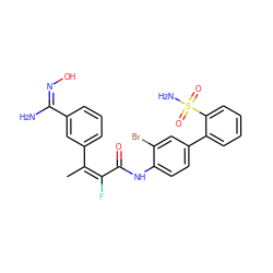 C/C(=C(\F)C(=O)Nc1ccc(-c2ccccc2S(N)(=O)=O)cc1Br)c1cccc(/C(N)=N\O)c1 ZINC000003993390