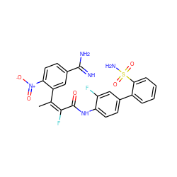 C/C(=C(\F)C(=O)Nc1ccc(-c2ccccc2S(N)(=O)=O)cc1F)c1cc(C(=N)N)ccc1[N+](=O)[O-] ZINC000013442392