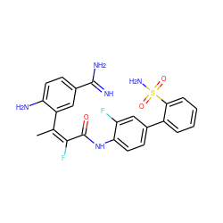 C/C(=C(\F)C(=O)Nc1ccc(-c2ccccc2S(N)(=O)=O)cc1F)c1cc(C(=N)N)ccc1N ZINC000013442394