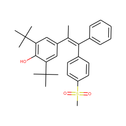 C/C(=C(\c1ccccc1)c1ccc(S(C)(=O)=O)cc1)c1cc(C(C)(C)C)c(O)c(C(C)(C)C)c1 ZINC000103185355