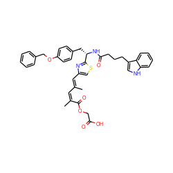 C/C(=C/C(C)=C/c1csc([C@H](Cc2ccc(OCc3ccccc3)cc2)NC(=O)CCCc2c[nH]c3ccccc23)n1)C(=O)OCC(=O)O ZINC000169323628