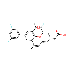 C/C(=C/C=C/C(C)=C/C(=O)O)c1cc(-c2cc(F)cc(F)c2)cc(C(C)C)c1OCC(F)F ZINC000013587539