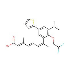 C/C(=C/C=C/C(C)=C/C(=O)O)c1cc(-c2cccs2)cc(C(C)C)c1OCC(F)F ZINC000013587538