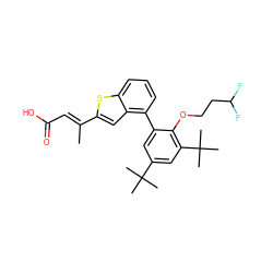 C/C(=C\C(=O)O)c1cc2c(-c3cc(C(C)(C)C)cc(C(C)(C)C)c3OCCC(F)F)cccc2s1 ZINC000029338668