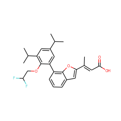 C/C(=C\C(=O)O)c1cc2cccc(-c3cc(C(C)C)cc(C(C)C)c3OCC(F)F)c2o1 ZINC000029341729