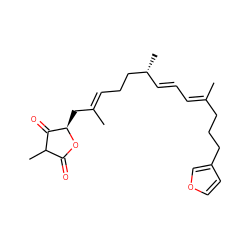 C/C(=C\C=C\[C@@H](C)CC/C=C(\C)C[C@H]1OC(=O)C(C)C1=O)CCCc1ccoc1 ZINC000101578506