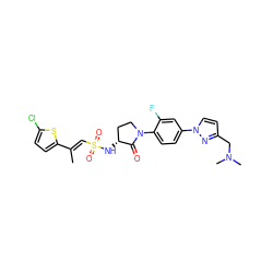 C/C(=C\S(=O)(=O)N[C@@H]1CCN(c2ccc(-n3ccc(CN(C)C)n3)cc2F)C1=O)c1ccc(Cl)s1 ZINC000029131413