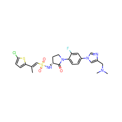 C/C(=C\S(=O)(=O)N[C@@H]1CCN(c2ccc(-n3cnc(CN(C)C)c3)cc2F)C1=O)c1ccc(Cl)s1 ZINC000029131598