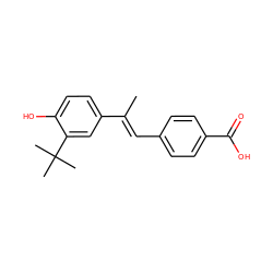 C/C(=C\c1ccc(C(=O)O)cc1)c1ccc(O)c(C(C)(C)C)c1 ZINC000013745067