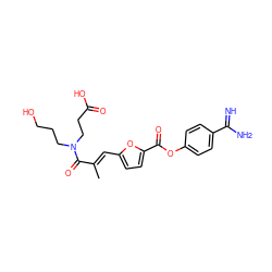 C/C(=C\c1ccc(C(=O)Oc2ccc(C(=N)N)cc2)o1)C(=O)N(CCCO)CCC(=O)O ZINC000144312004