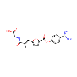 C/C(=C\c1ccc(C(=O)Oc2ccc(C(=N)N)cc2)o1)C(=O)NCC(=O)O ZINC000145964493