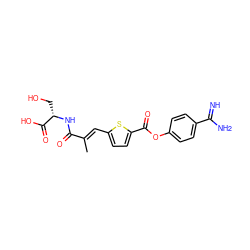 C/C(=C\c1ccc(C(=O)Oc2ccc(C(=N)N)cc2)s1)C(=O)N[C@@H](CO)C(=O)O ZINC000145968063