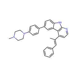 C/C(=C\c1ccccc1)c1ccnc2[nH]c3ccc(-c4ccc(N5CCN(C)CC5)cc4)cc3c12 ZINC000147276101