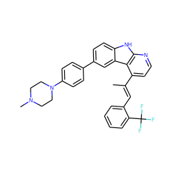 C/C(=C\c1ccccc1C(F)(F)F)c1ccnc2[nH]c3ccc(-c4ccc(N5CCN(C)CC5)cc4)cc3c12 ZINC000147259406