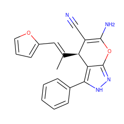 C/C(=C\c1ccco1)[C@H]1C(C#N)=C(N)Oc2n[nH]c(-c3ccccc3)c21 ZINC000006191766