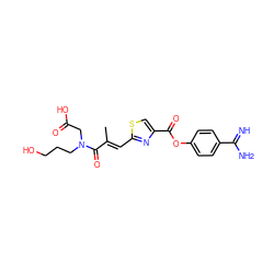 C/C(=C\c1nc(C(=O)Oc2ccc(C(=N)N)cc2)cs1)C(=O)N(CCCO)CC(=O)O ZINC000145971448