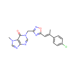 C/C(=C\c1nc(Cn2cnc3ncn(C)c3c2=O)no1)c1ccc(Cl)cc1 ZINC000653727802