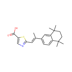 C/C(=C\c1ncc(C(=O)O)s1)c1ccc2c(c1)C(C)(C)CCC2(C)C ZINC000026657237