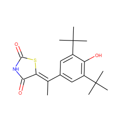 C/C(=C1/SC(=O)NC1=O)c1cc(C(C)(C)C)c(O)c(C(C)(C)C)c1 ZINC000013734205