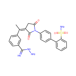 C/C(=C1\CC(=O)N(c2ccc(-c3ccccc3S(N)(=O)=O)cc2)C1=O)c1cccc(C(=N)NN)c1 ZINC000013487193