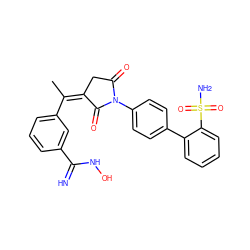 C/C(=C1\CC(=O)N(c2ccc(-c3ccccc3S(N)(=O)=O)cc2)C1=O)c1cccc(C(=N)NO)c1 ZINC000013487195