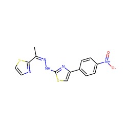 C/C(=N/Nc1nc(-c2ccc([N+](=O)[O-])cc2)cs1)c1nccs1 ZINC000095576084