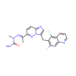 C/C(=N\N(C)C(N)=O)c1ccc2ncc(Cc3c(F)cc4ncccc4c3F)n2n1 ZINC000096169126