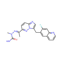 C/C(=N\N(C)C(N)=O)c1ccc2ncc(Cc3cc4cccnc4cc3F)n2n1 ZINC000096169116