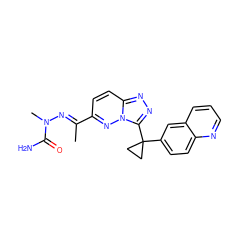 C/C(=N\N(C)C(N)=O)c1ccc2nnc(C3(c4ccc5ncccc5c4)CC3)n2n1 ZINC000096169161