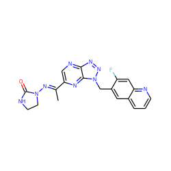 C/C(=N\N1CCNC1=O)c1cnc2nnn(Cc3cc4cccnc4cc3F)c2n1 ZINC000096169189