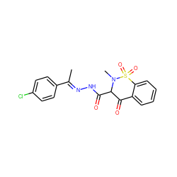 C/C(=N\NC(=O)C1C(=O)c2ccccc2S(=O)(=O)N1C)c1ccc(Cl)cc1 ZINC000102836543