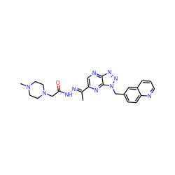 C/C(=N\NC(=O)CN1CCN(C)CC1)c1cnc2nnn(Cc3ccc4ncccc4c3)c2n1 ZINC000096169165