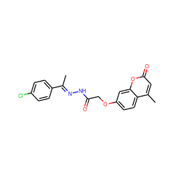 C/C(=N\NC(=O)COc1ccc2c(C)cc(=O)oc2c1)c1ccc(Cl)cc1 ZINC000008287401