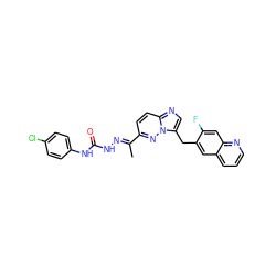 C/C(=N\NC(=O)Nc1ccc(Cl)cc1)c1ccc2ncc(Cc3cc4cccnc4cc3F)n2n1 ZINC000096169115