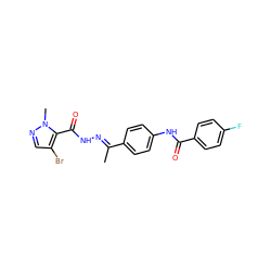 C/C(=N\NC(=O)c1c(Br)cnn1C)c1ccc(NC(=O)c2ccc(F)cc2)cc1 ZINC000008455922