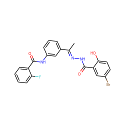 C/C(=N\NC(=O)c1cc(Br)ccc1O)c1cccc(NC(=O)c2ccccc2F)c1 ZINC000015934168