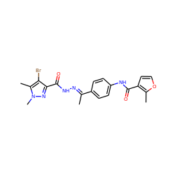 C/C(=N\NC(=O)c1nn(C)c(C)c1Br)c1ccc(NC(=O)c2ccoc2C)cc1 ZINC000000675797