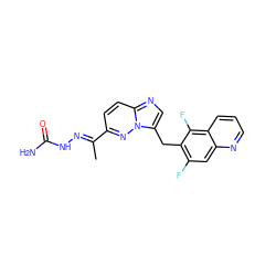 C/C(=N\NC(N)=O)c1ccc2ncc(Cc3c(F)cc4ncccc4c3F)n2n1 ZINC000068248454