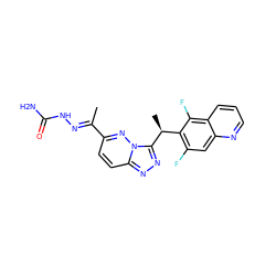 C/C(=N\NC(N)=O)c1ccc2nnc([C@@H](C)c3c(F)cc4ncccc4c3F)n2n1 ZINC000068248439