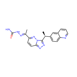 C/C(=N\NC(N)=O)c1ccc2nnc([C@@H](C)c3ccc4ncccc4c3)n2n1 ZINC000096169158