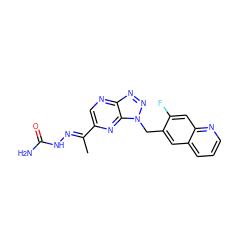 C/C(=N\NC(N)=O)c1cnc2nnn(Cc3cc4cccnc4cc3F)c2n1 ZINC000068248448