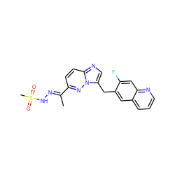 C/C(=N\NS(C)(=O)=O)c1ccc2ncc(Cc3cc4cccnc4cc3F)n2n1 ZINC000096169121