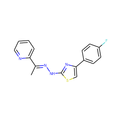 C/C(=N\Nc1nc(-c2ccc(F)cc2)cs1)c1ccccn1 ZINC000205117510