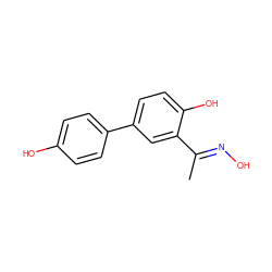 C/C(=N\O)c1cc(-c2ccc(O)cc2)ccc1O ZINC000299862125