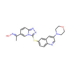 C/C(=N\O)c1ccc2nnc(Sc3ccc4ncc(N5CCOCC5)cc4c3)n2c1 ZINC000205009320