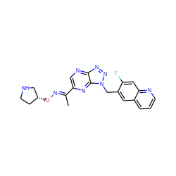 C/C(=N\O[C@@H]1CCNC1)c1cnc2nnn(Cc3cc4cccnc4cc3F)c2n1 ZINC000096170322