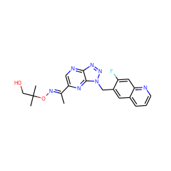 C/C(=N\OC(C)(C)CO)c1cnc2nnn(Cc3cc4cccnc4cc3F)c2n1 ZINC000096170319