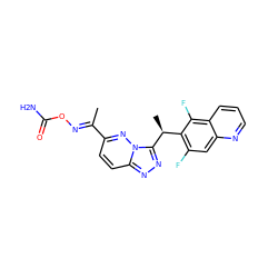 C/C(=N\OC(N)=O)c1ccc2nnc([C@@H](C)c3c(F)cc4ncccc4c3F)n2n1 ZINC000096170384