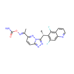 C/C(=N\OC(N)=O)c1ccc2nnc([C@H](C)c3c(F)cc4ncccc4c3F)n2n1 ZINC000096170383